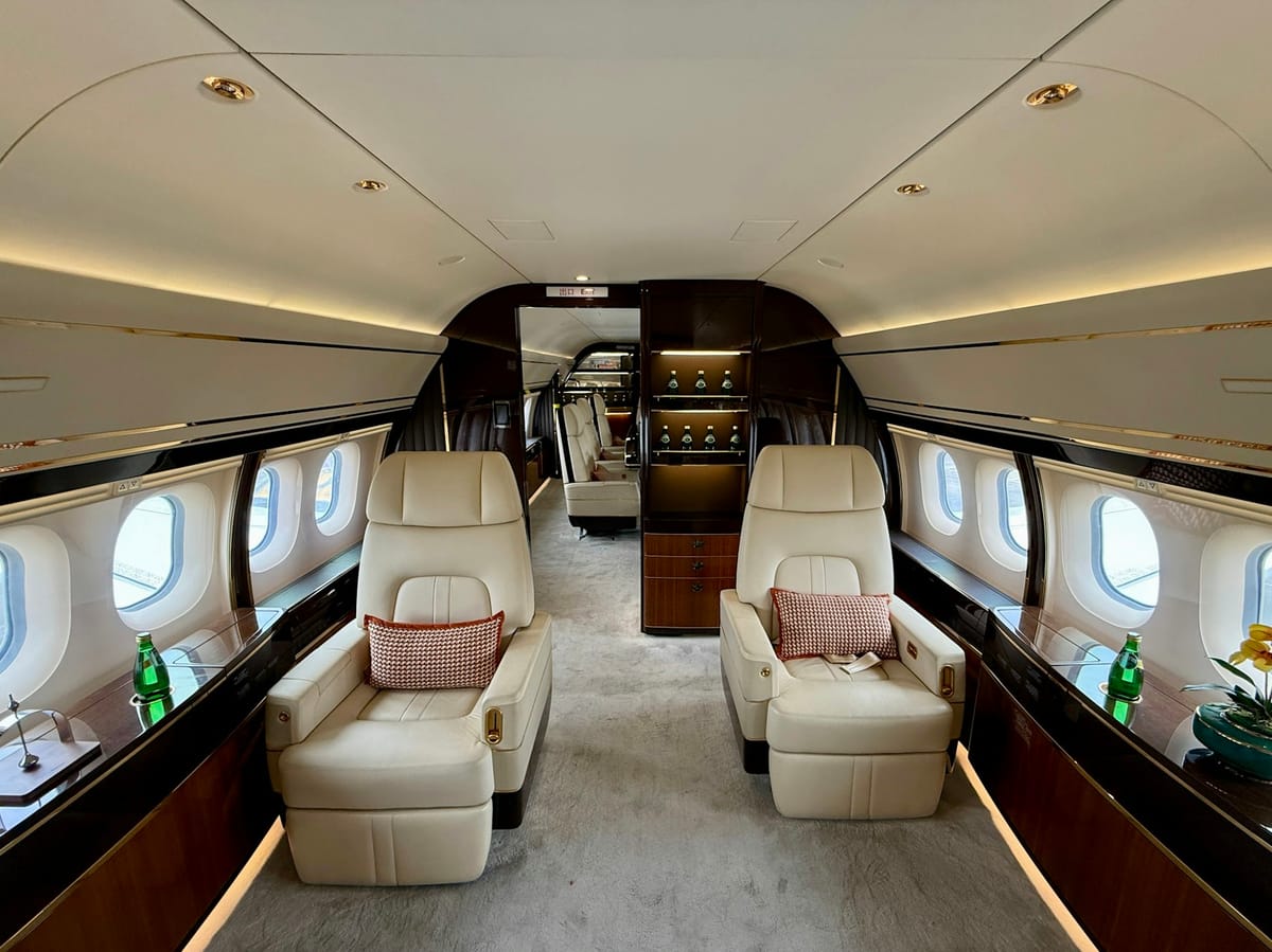 A private jet on the apron ahead of departure